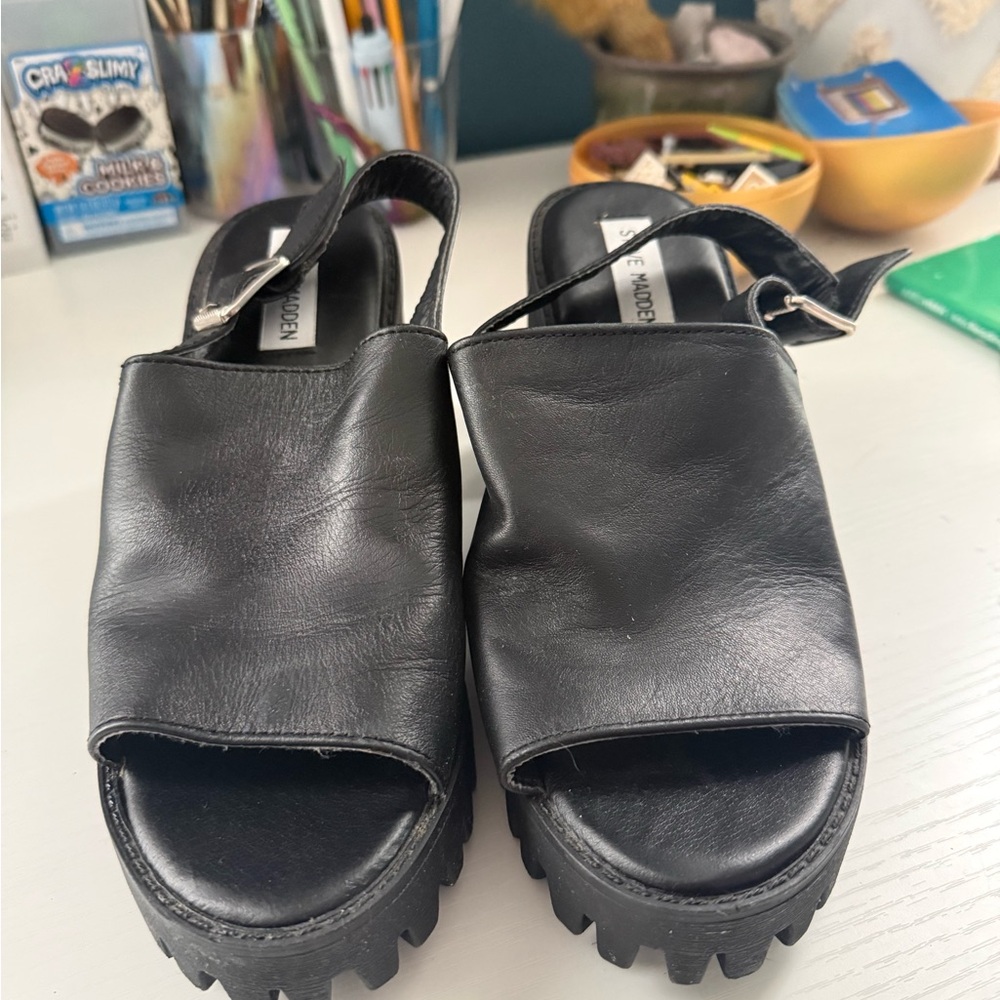 Steve Madden Black Open-Toe Mules